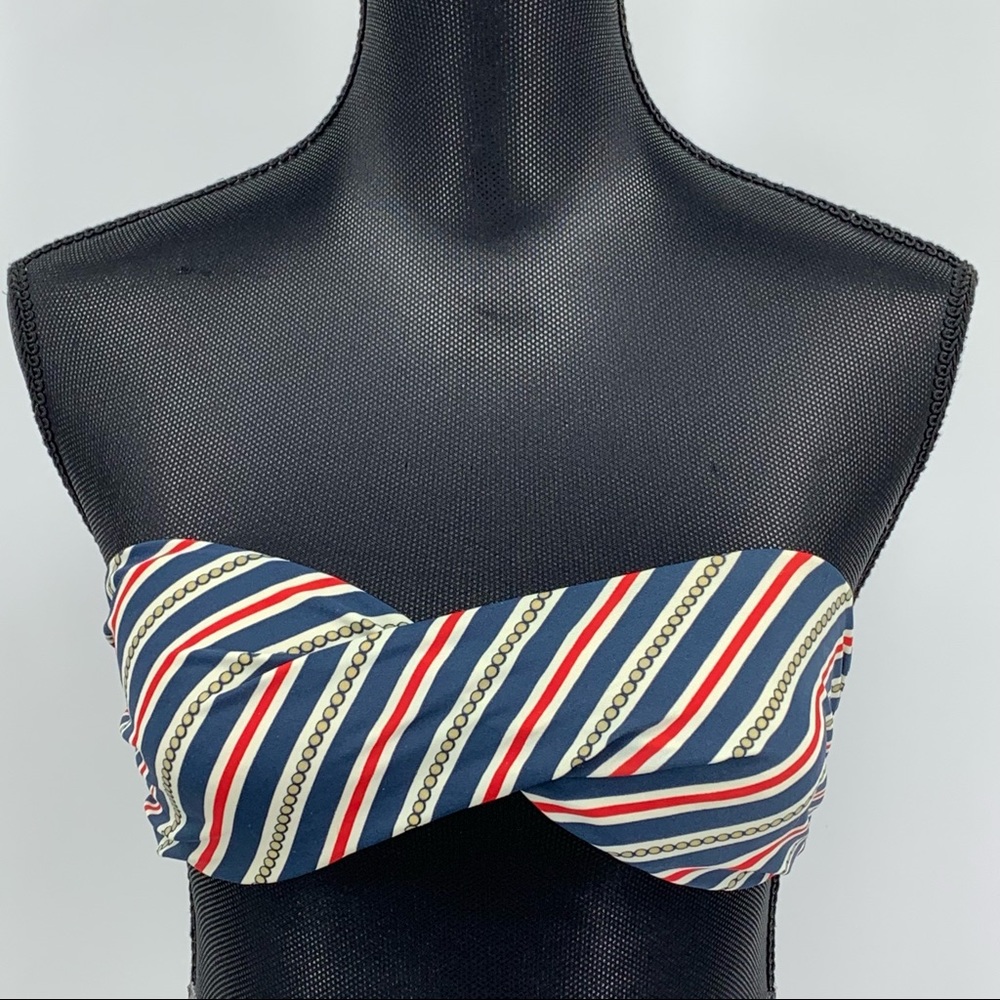 L* space Nautical Red, White, and Blue Bandeau Bikini Top Size S